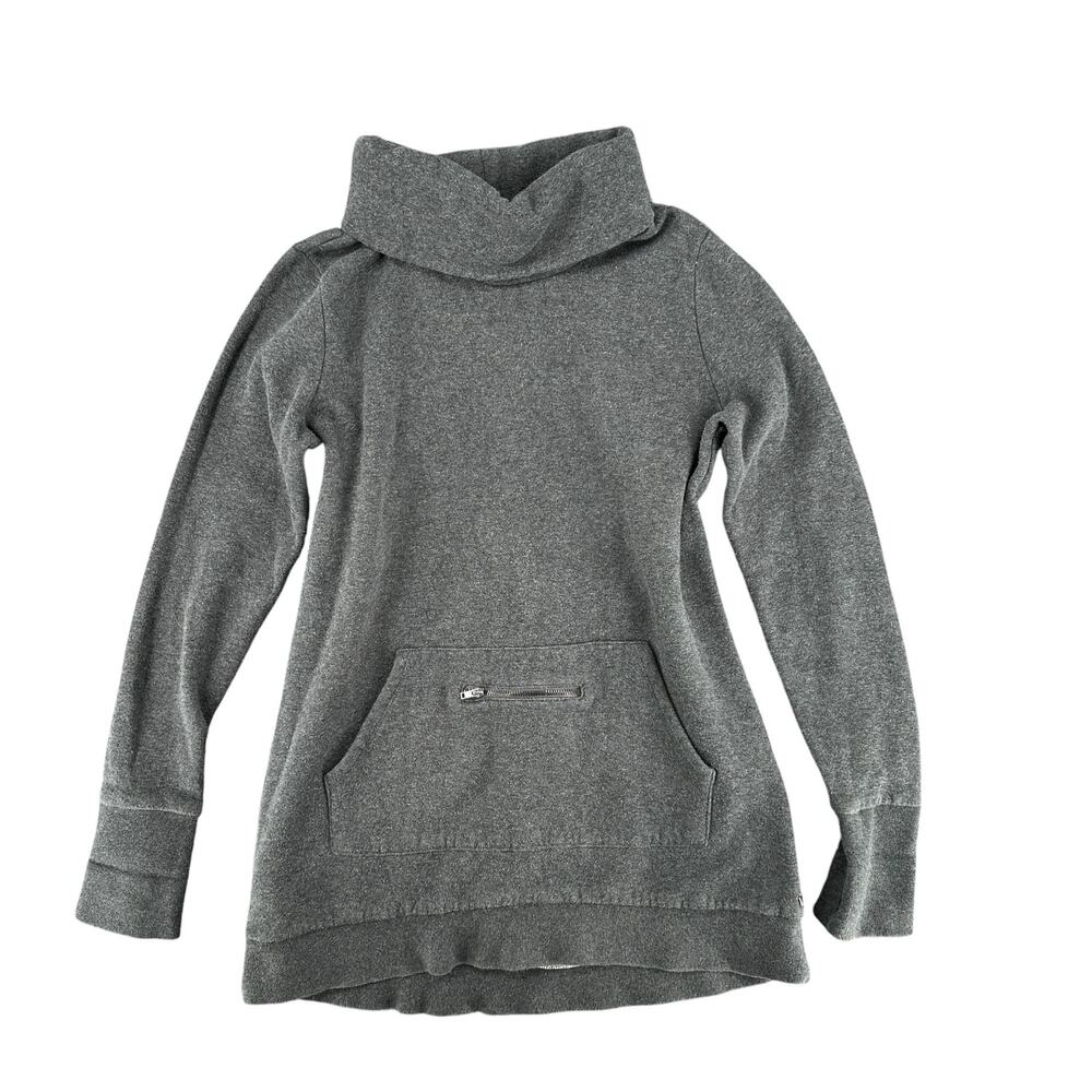 Fabletics Dark Gray Mock Neck Pullover Sweatshirt Zipper Pocket Casual Top M